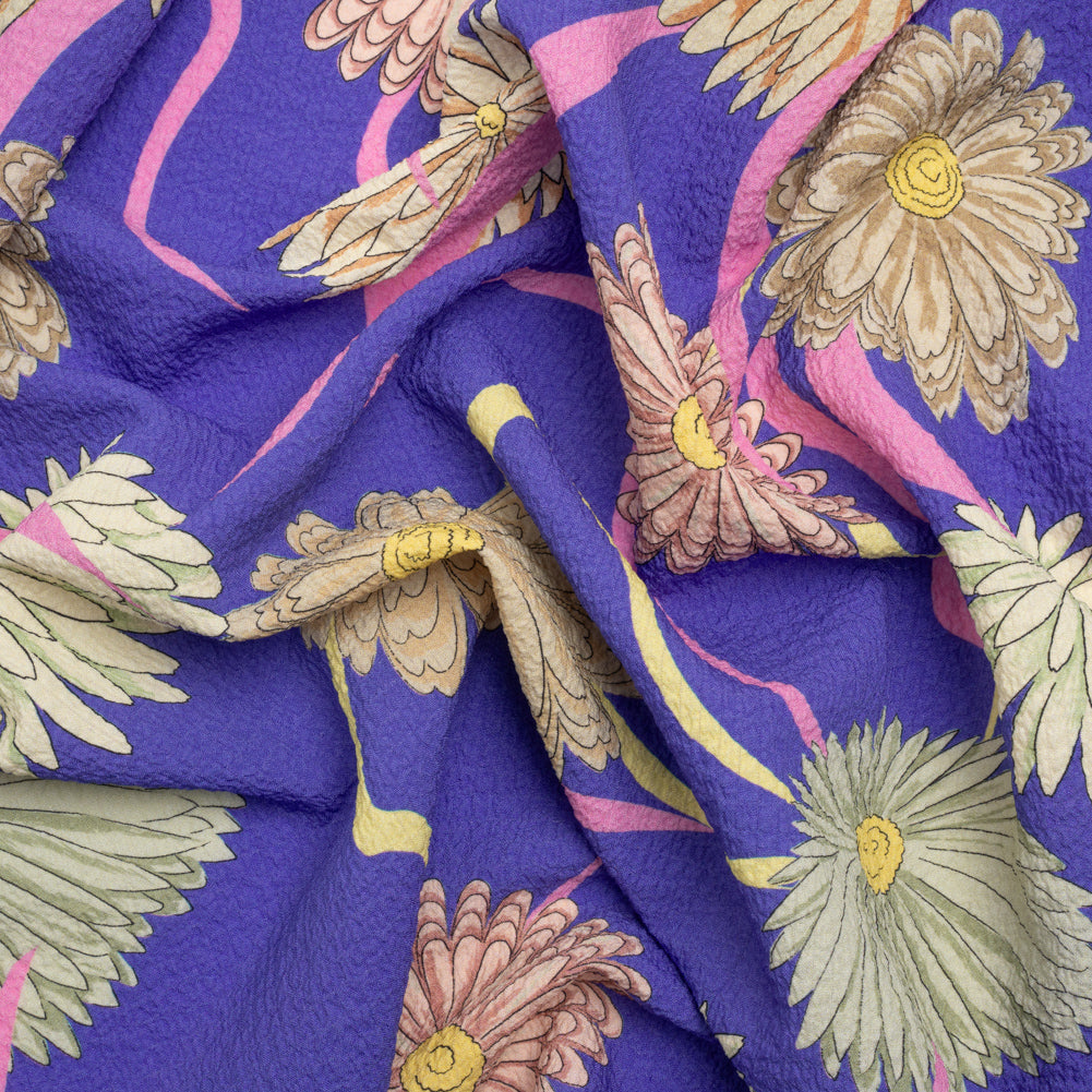 Mood Exclusive Blue Goodness Gardens Stretch Polyester Seersucker - Joann Fabrics