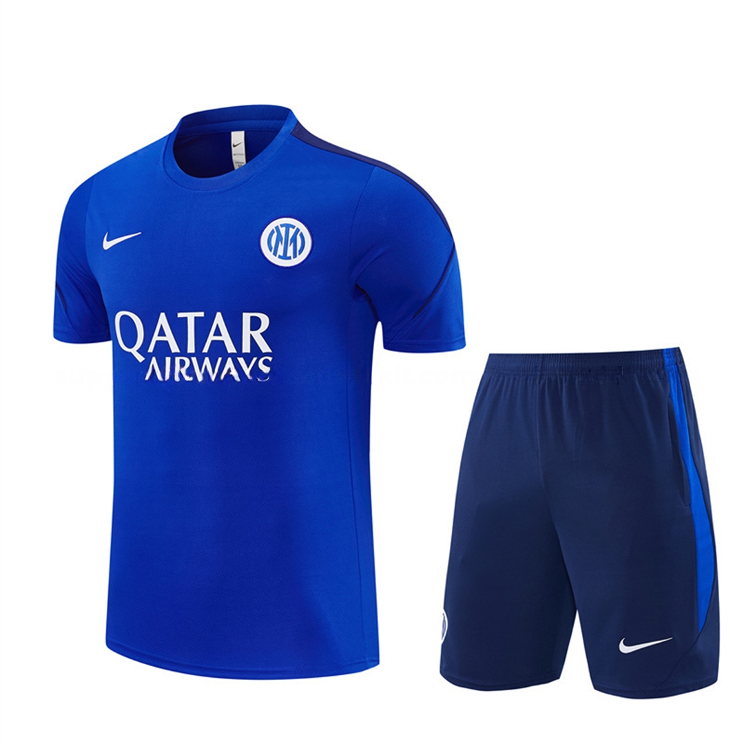 Inter Milan 26-27 Short-Sleeve Training Set - Ocean Blue Top & Deep Blue Shorts - UnitedFutballJersey