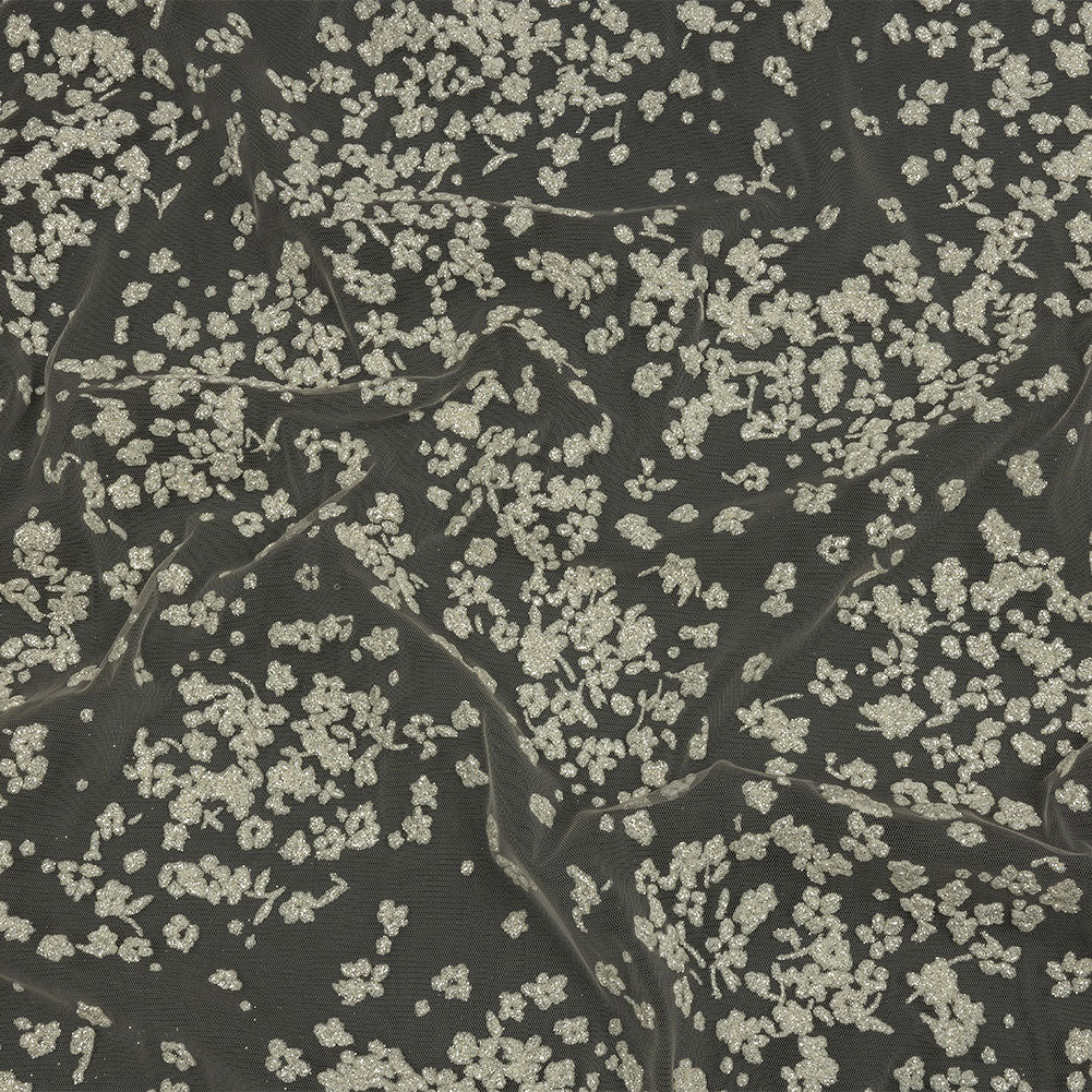 3D Puffy Glitter Tulle - Champagne and White Floral - Joann Fabrics
