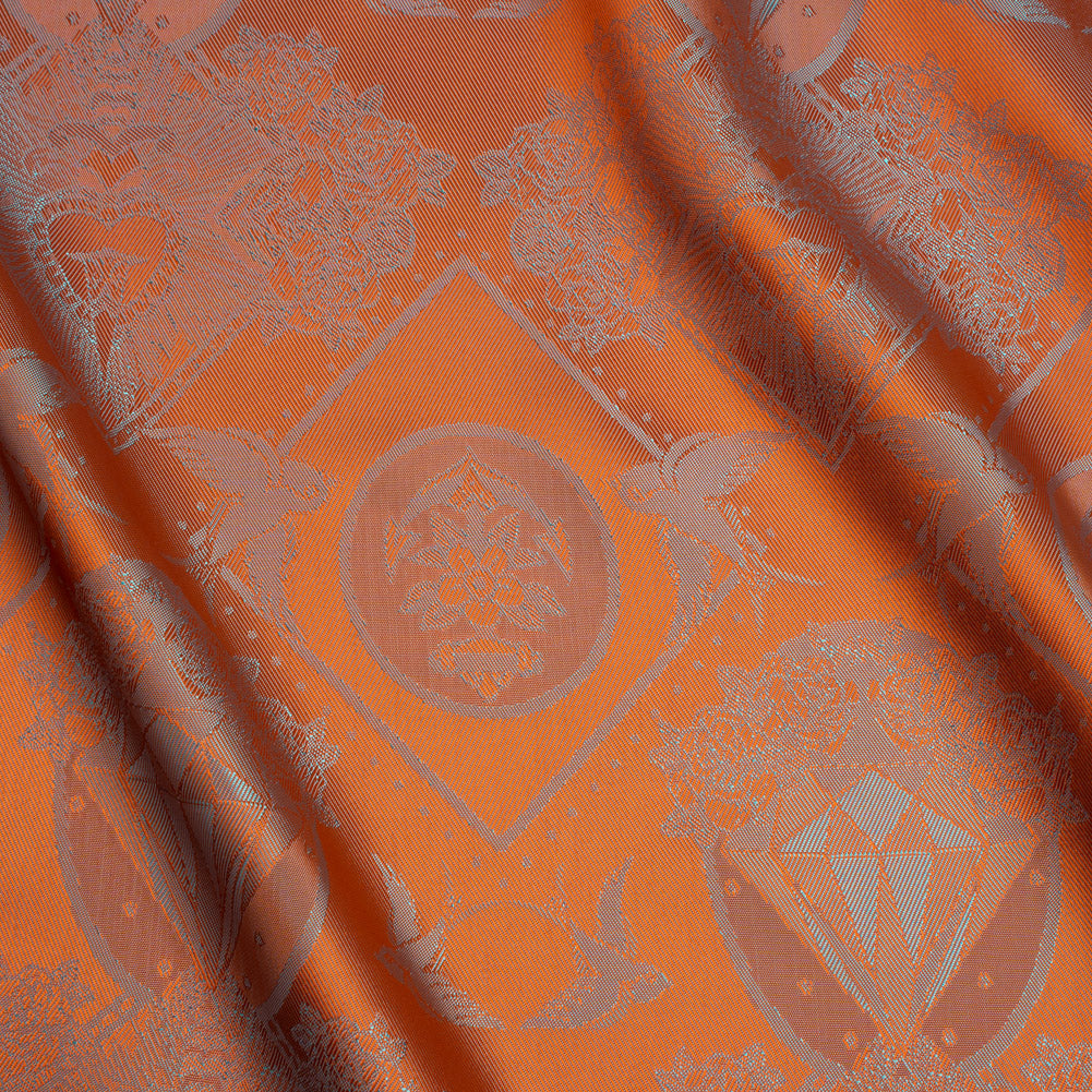 Gems and Doves Jacquard Lining - Orange and Aqua Bi-Color - Joann Fabrics