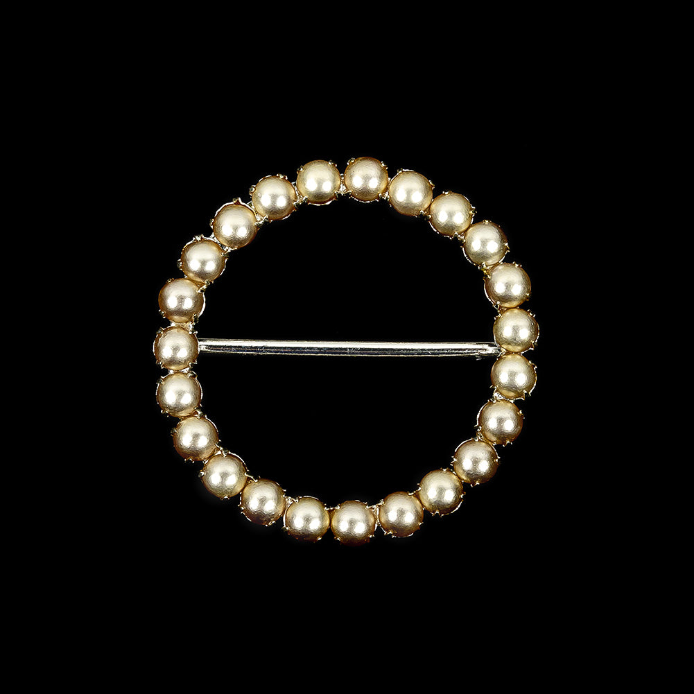 Vintage Czech Pearl and Silver Metal Slider - 2.875