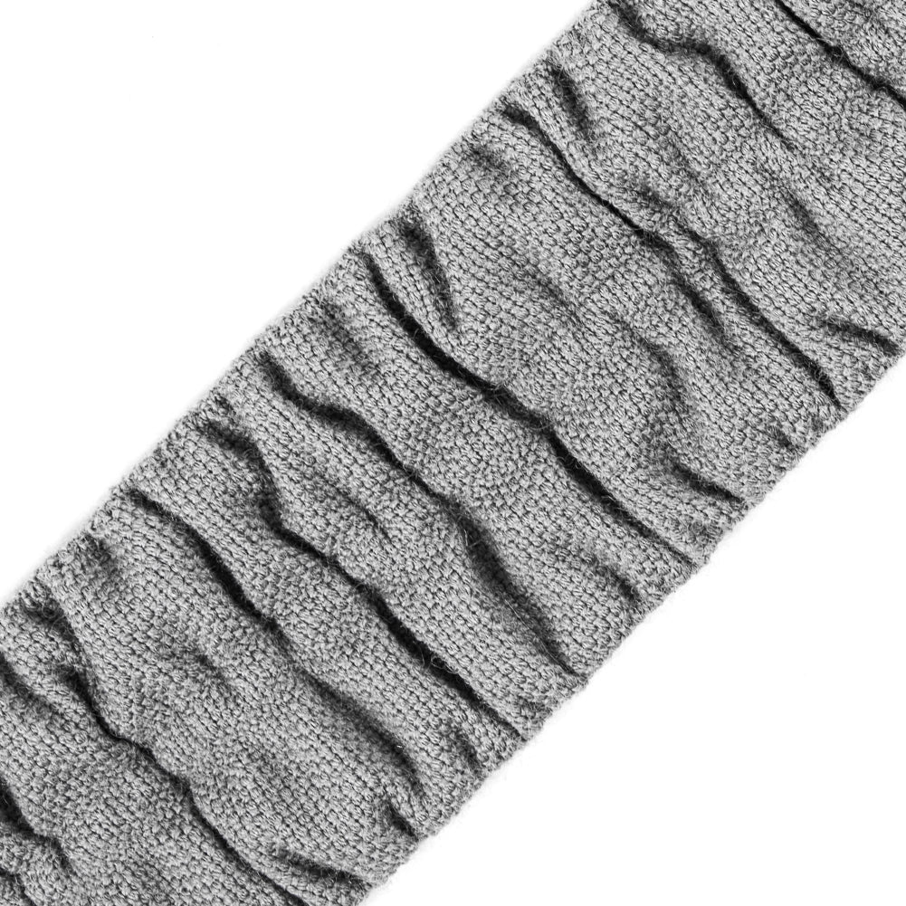 Italian Gray Ruched Stretch Wool Trimming - 1.5