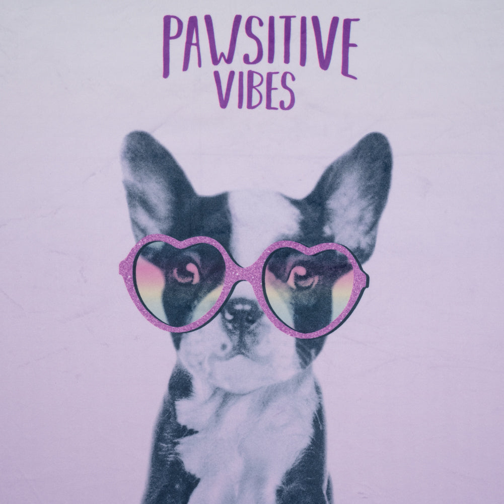 Recycled Polyester Minky Panel - Lavender and White Pawsitive Vibes Dogs on Ombre - Deadstock - Joann Fabrics