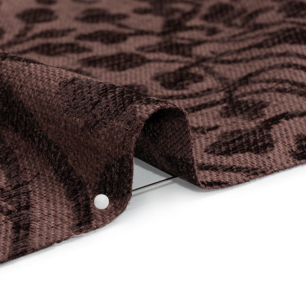 Drapery Chenille Jacquard - Maroon Leafy Vines - British Imported - Joann Fabrics