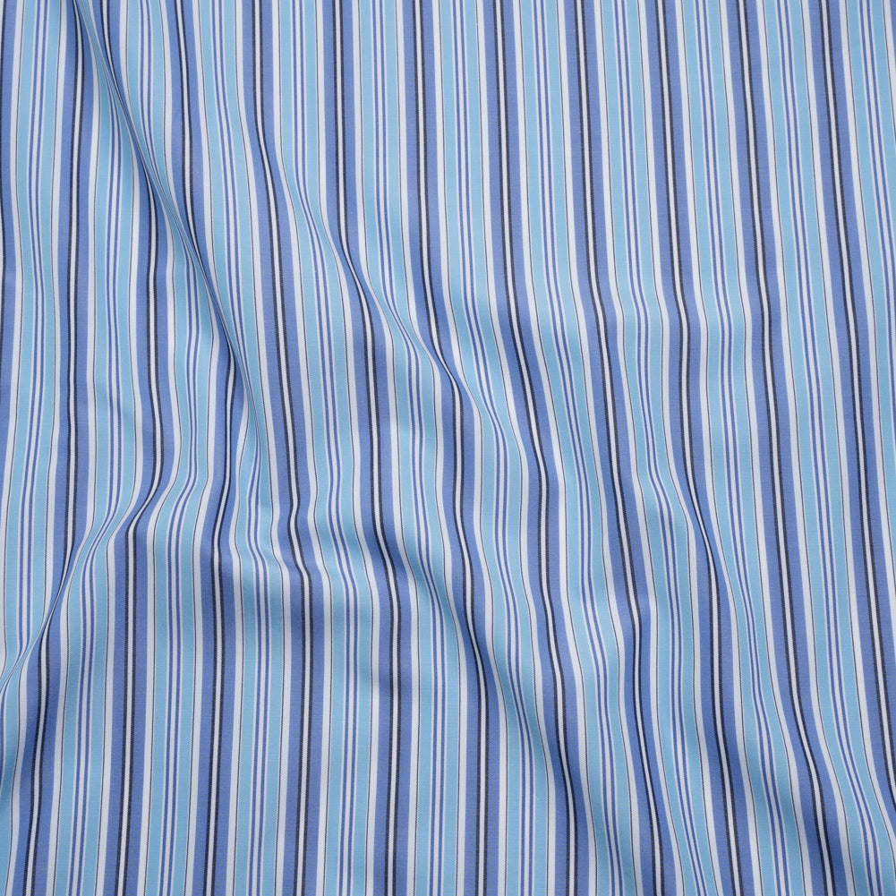 Cotton Poplin - Blue, Sky and White Stripes - Deadstock - Joann Fabrics