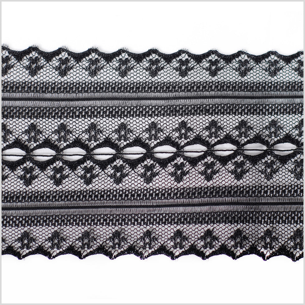 Black Sheer Lace Trimming - 3.25