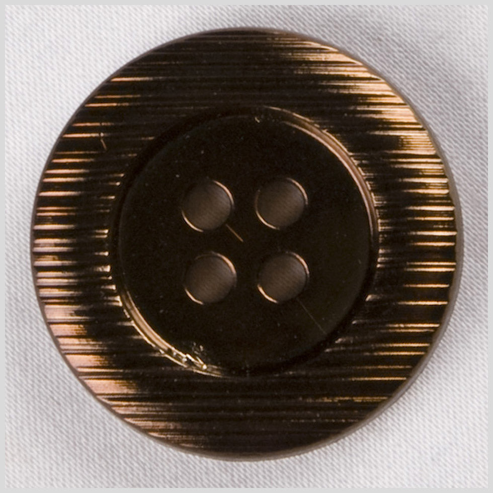 Plastic 4-Hole Button - 40L/25.5mm - Metallic Brown Ridged Rim - Joann Fabrics