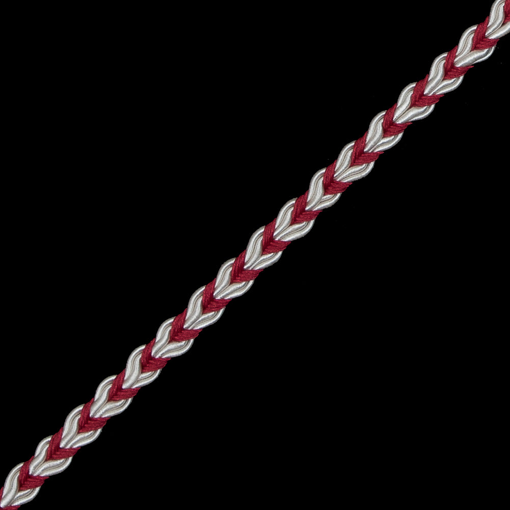 Wine and White Two-Tone Braided Trim - 0.25