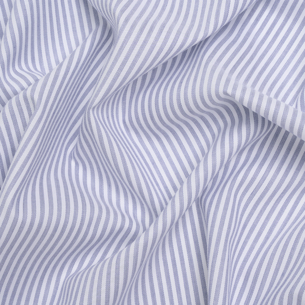Cotton Basketweave Shirting - Blue and White Candy Stripes - Deadstock - Joann Fabrics