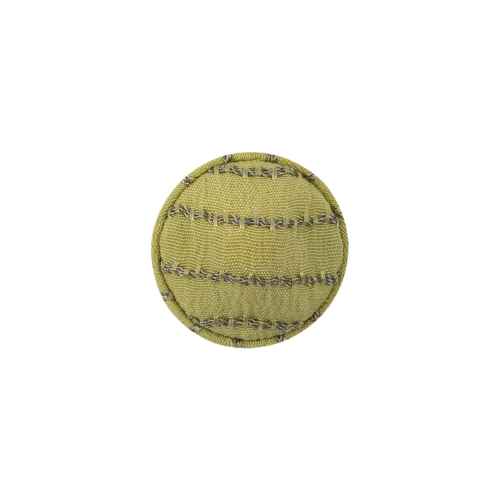 Lime and Silvery Lurex Striated Satin Fabric Covered Silk and Metal Sew On Button - 24L/15mm - Joann Fabrics