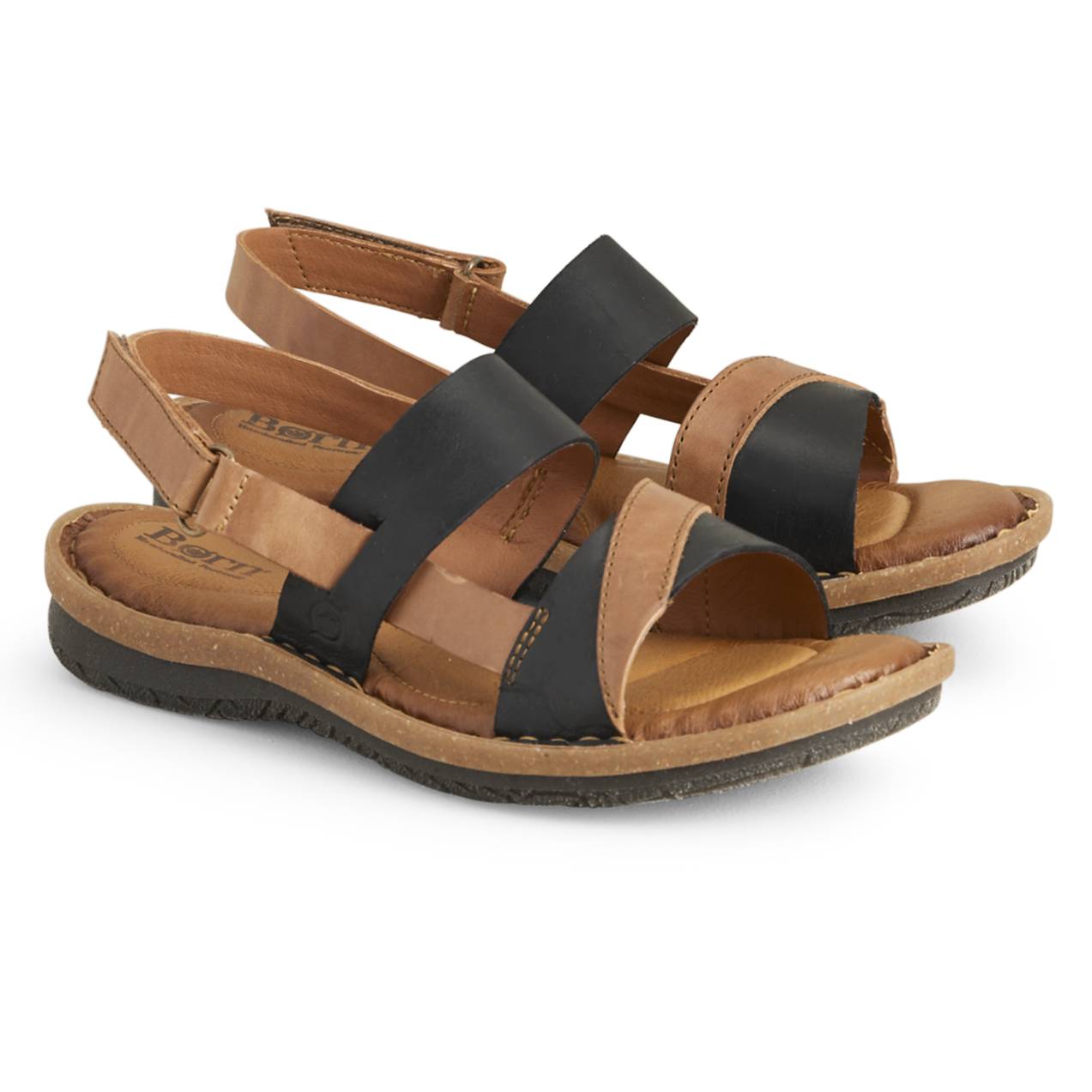 Born® Two-Tone Leather Sandals, Adjustable Back Strap, Leather Footbed - Northstyle Catalog