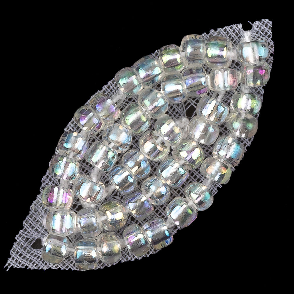 Vintage Pastel Iridescent Beaded Tiny Leaf Applique - 0.875