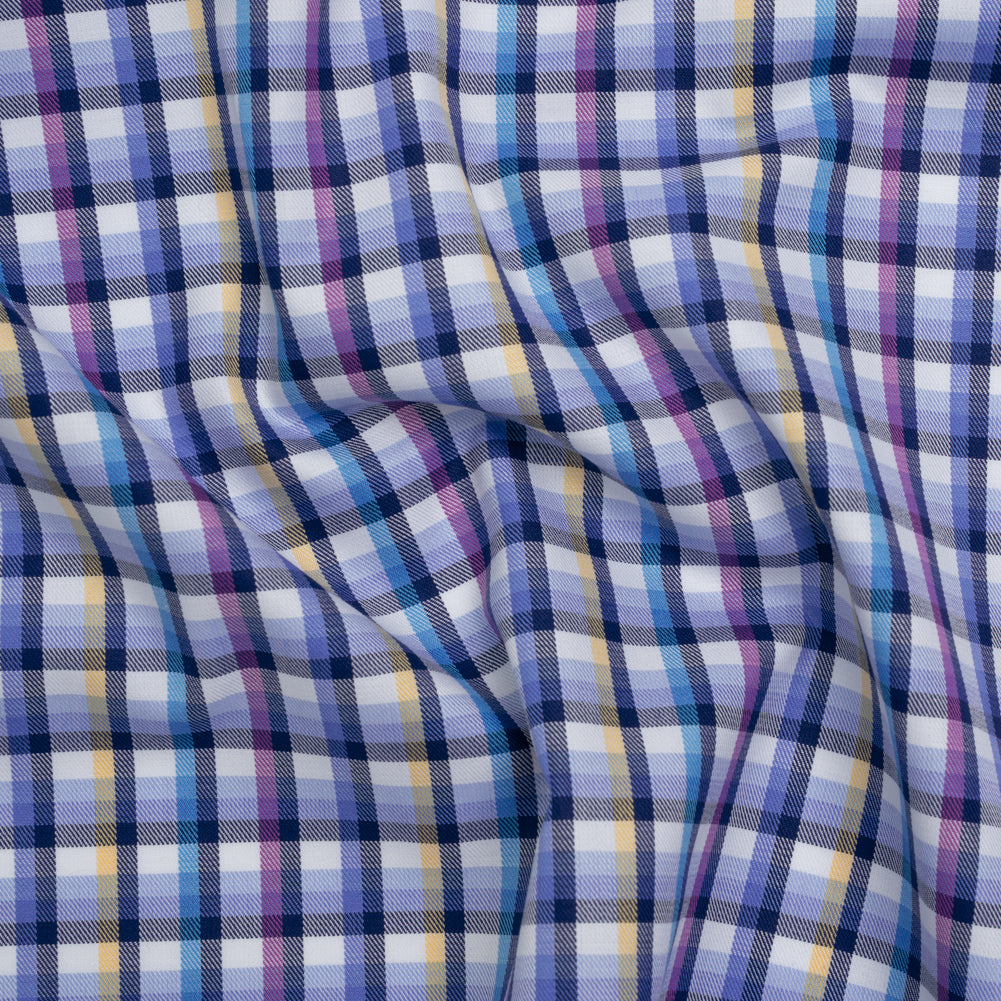 Cotton Twill Shirting - Blue, Magenta and Yellow Plaid - Deadstock - Joann Fabrics