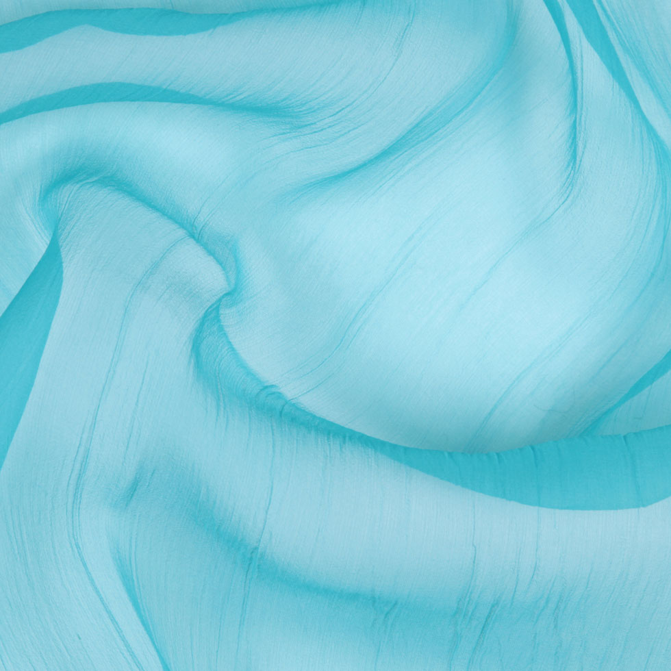 Oscar de la Renta Pool Blue Crinkled Silk Organza - Joann Fabrics