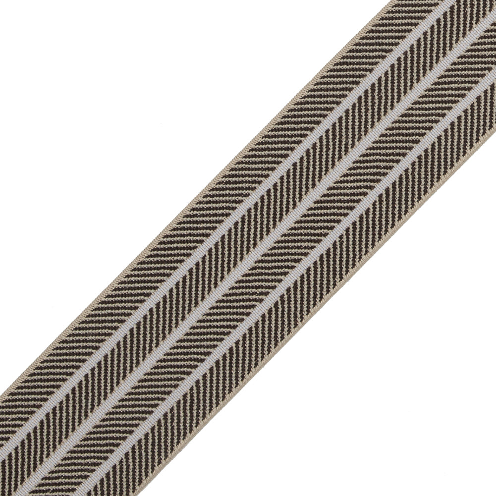 Italian Beige and Brown Herringbone Elastic - 1.5