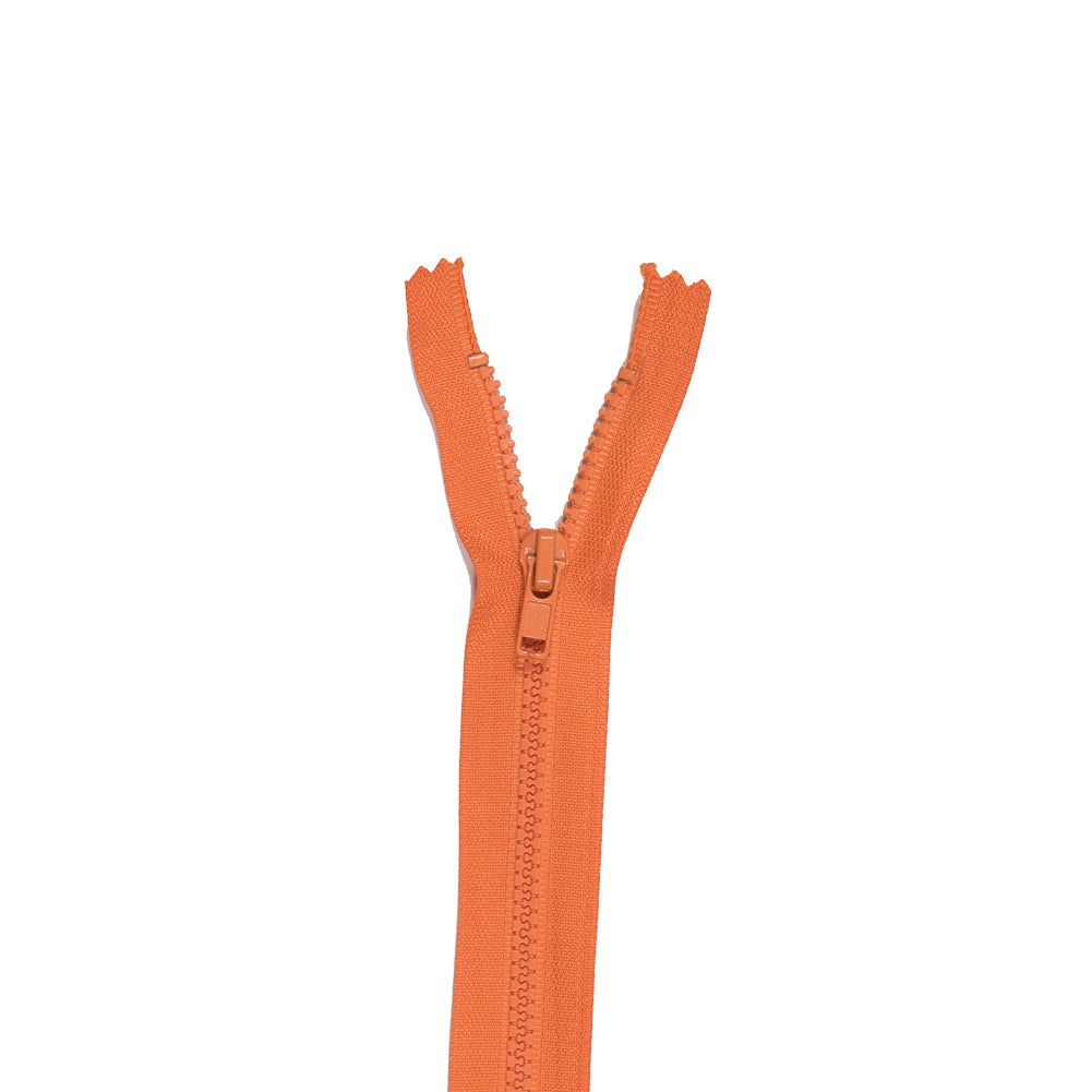 Orange Closed Bottom Plastic Molded Zipper - 6.5