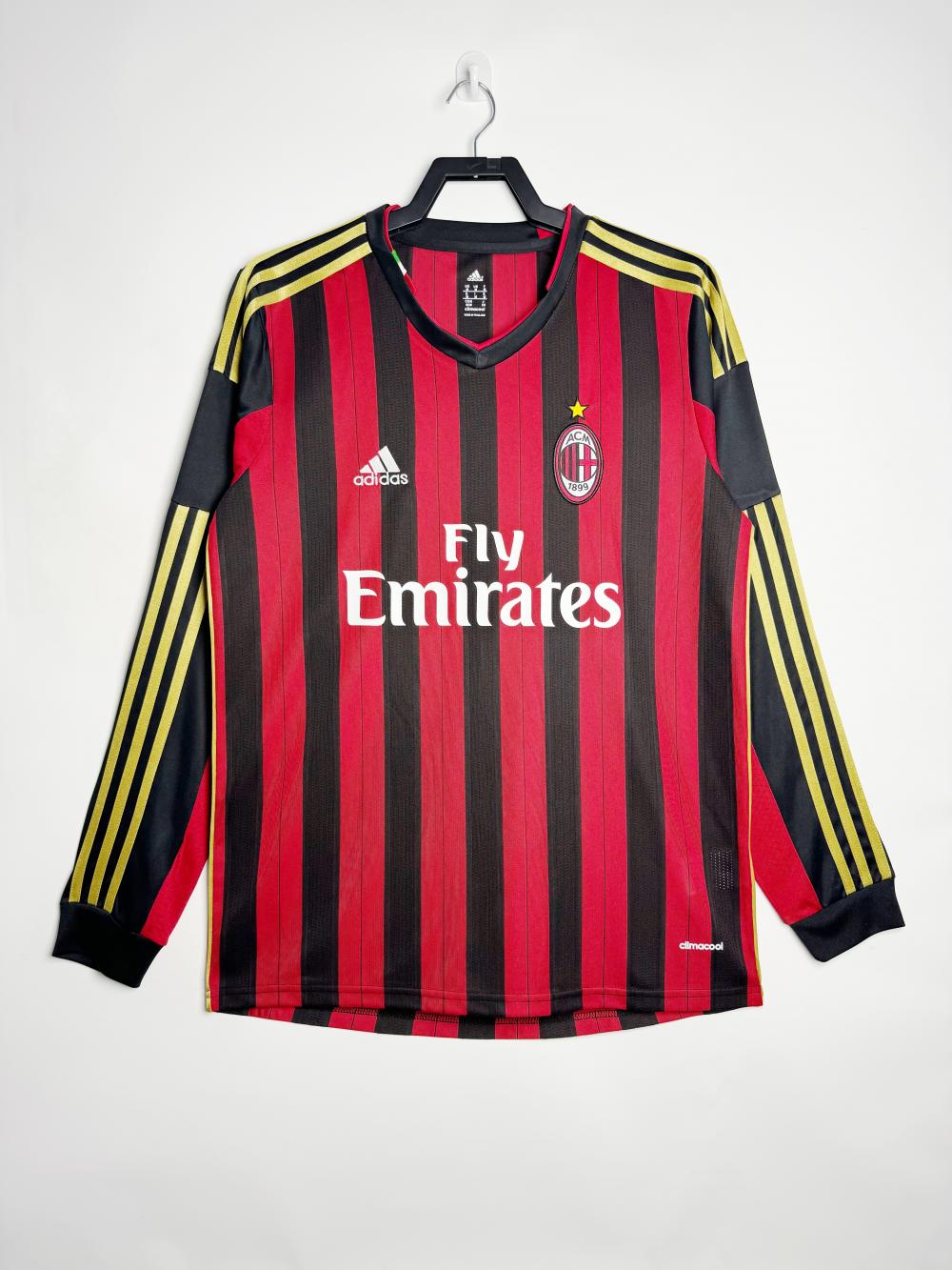 2013/2014 Retro Long Sleeve AC Milan Home Football Shirt 1:1 Thai Quality