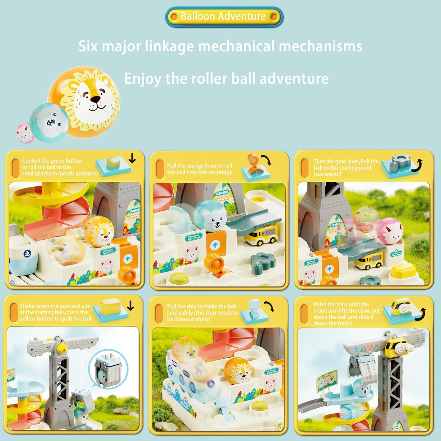 Ball Racer Toy Animal Ball Adventure, Race Track Game Set Round Ball Car Track ...