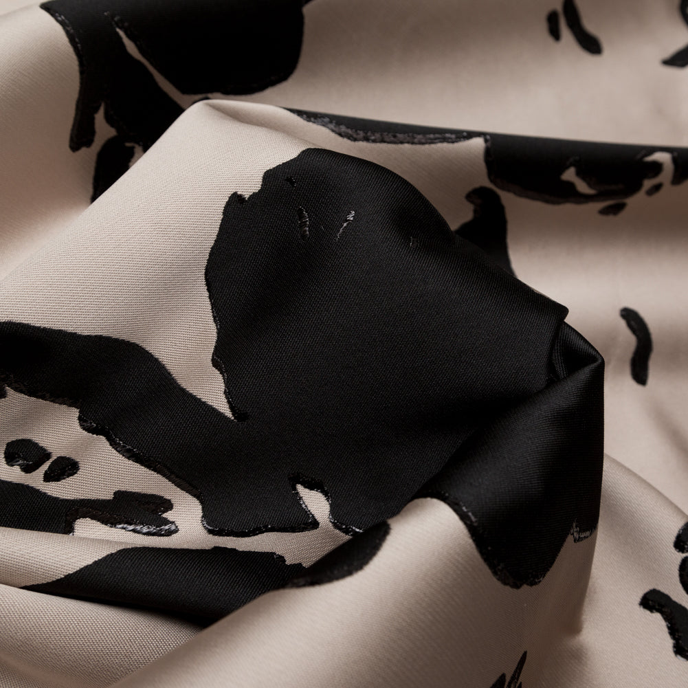 Metallic Abstract Jacquard Lame - Black and Mushroom - Joann Fabrics