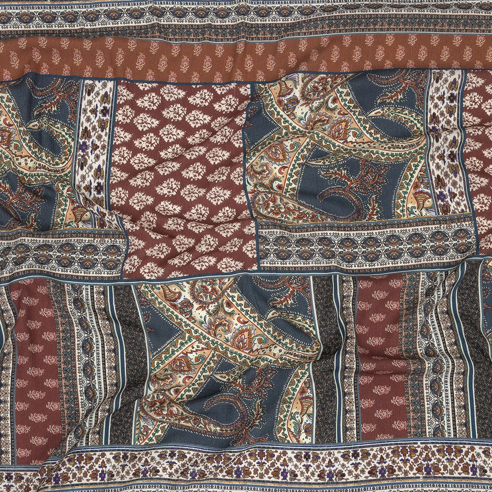 Gauzy Wrinkled Rayon Woven Print - Navy and Red Paisley Patchwork - Mood Exclusive Quilted Distinction - Joann Fabrics