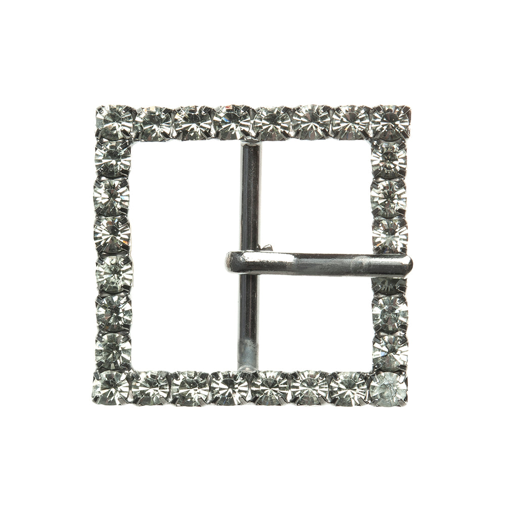 Swarovski Black Diamond and Gunmetal Square Rhinestone Buckle - 1.375