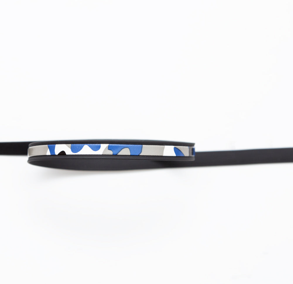Italian Black and Blue Camouflage Vinyl Striped Rubber Trimming - 0.375