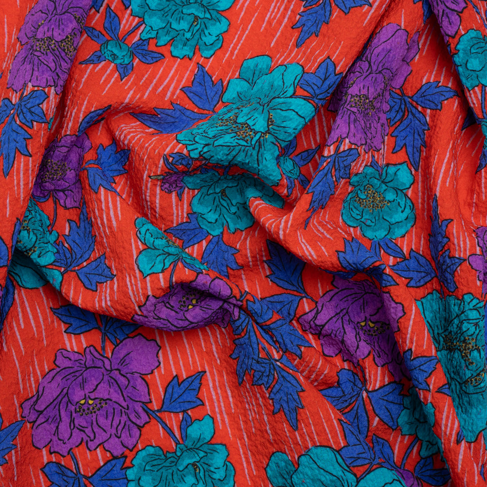 Mood Exclusive Red Through the Rain Stretch Polyester Seersucker - Joann Fabrics