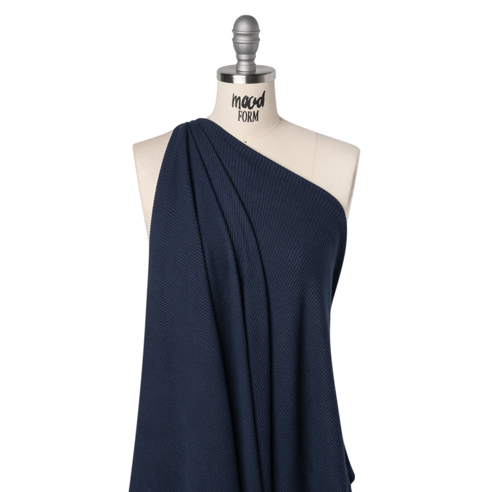 Brushed Cozy Stretch Viscose 2x2 Rib Knit - Navy - Deadstock - Joann Fabrics