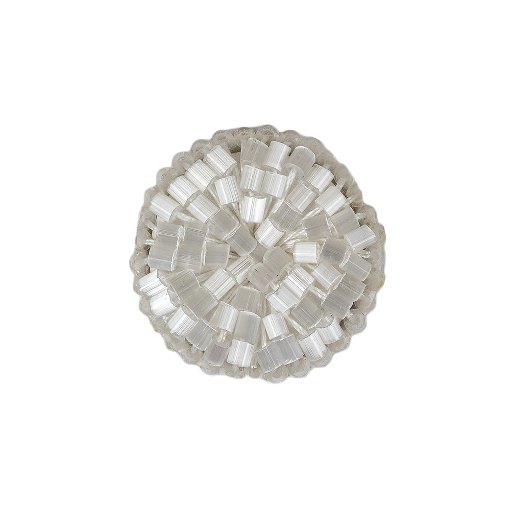 Vintage Satin White Seed Beaded Shank Back Button - 33L/21mm - Joann Fabrics