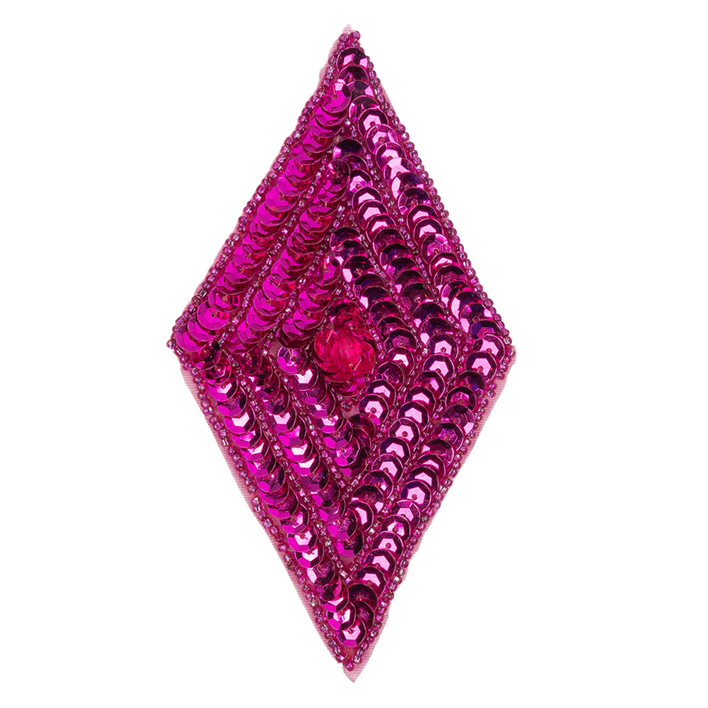 Vintage Fuchsia Sequins and Beaded Diamond Applique - 5