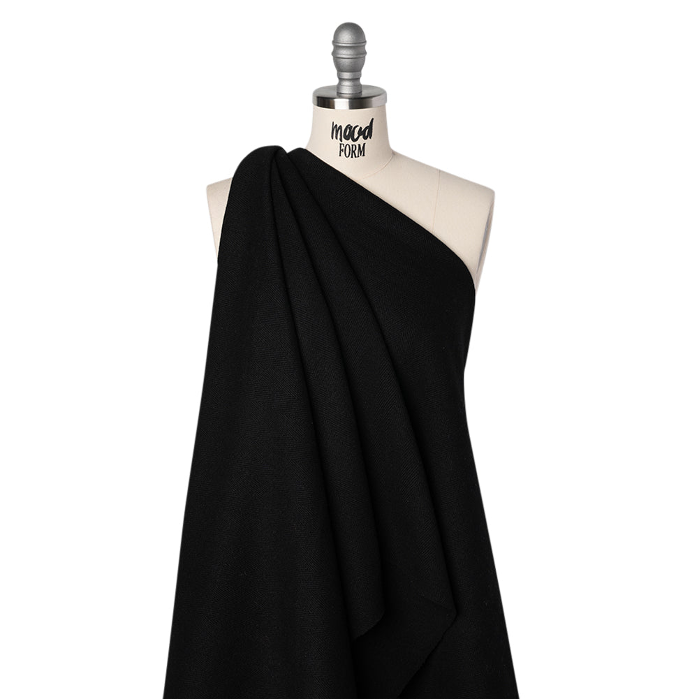 Heavy Wool Twill Coating - Black Herringbone - Deadstock - Joann Fabrics