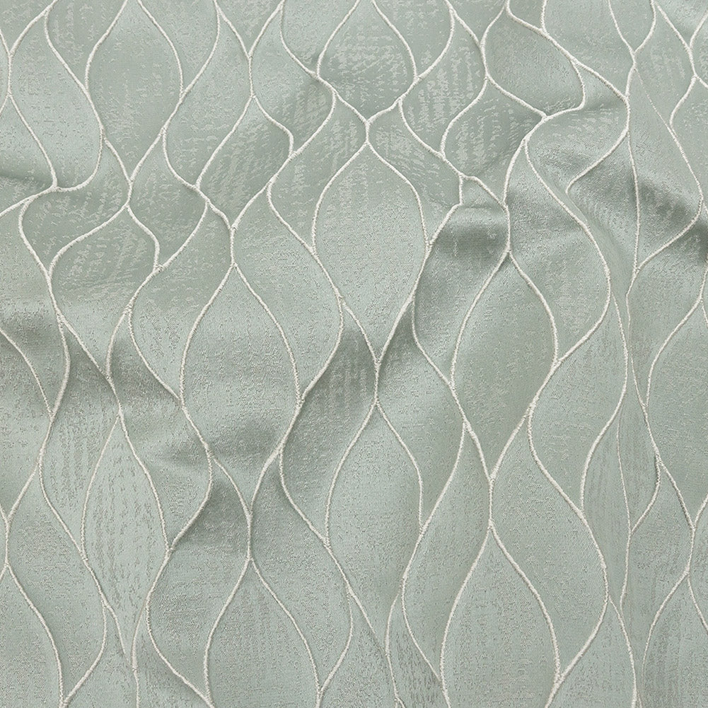 Polyester Jacquard - Seafoam Leafy Lines - British Imported - Joann Fabrics