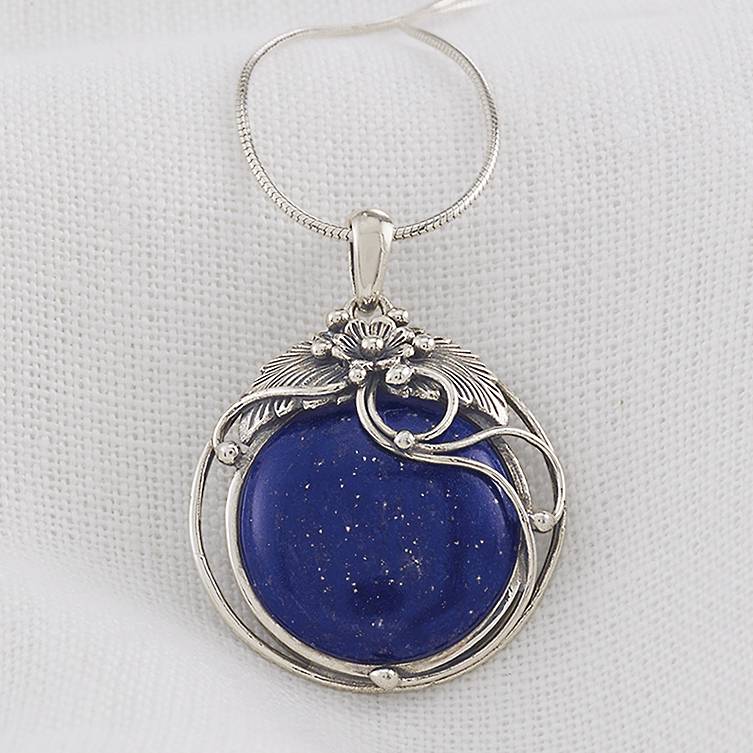 Silverplated Floral Lapis Pendant - Northstyle Catalog