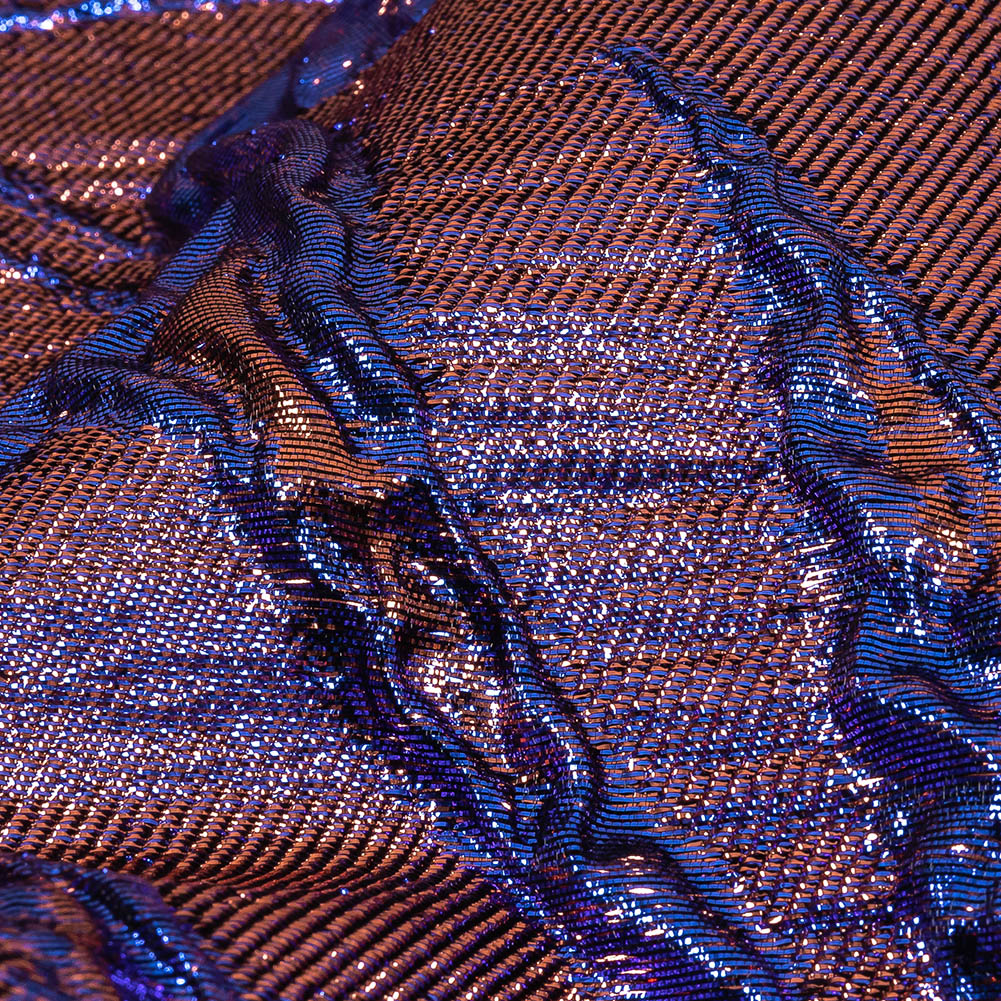 Metallic Iridescent Rose Gold and Bright Blue Floral Luxury Brocade - Joann Fabrics