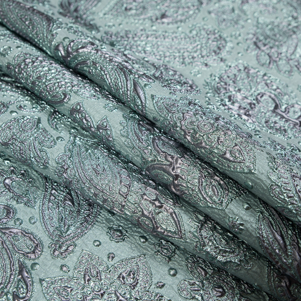 Rose Gold and Seafoam Luxury Paisley Metallic Brocade - Joann Fabrics