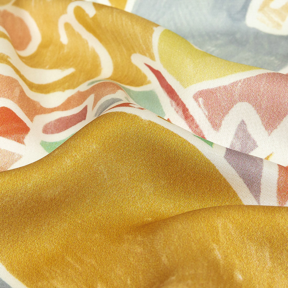 Polyester Charmeuse Print - Pink, Blue and Yellow Abstract - Mood Exclusive Gaudi's Gaze - Joann Fabrics