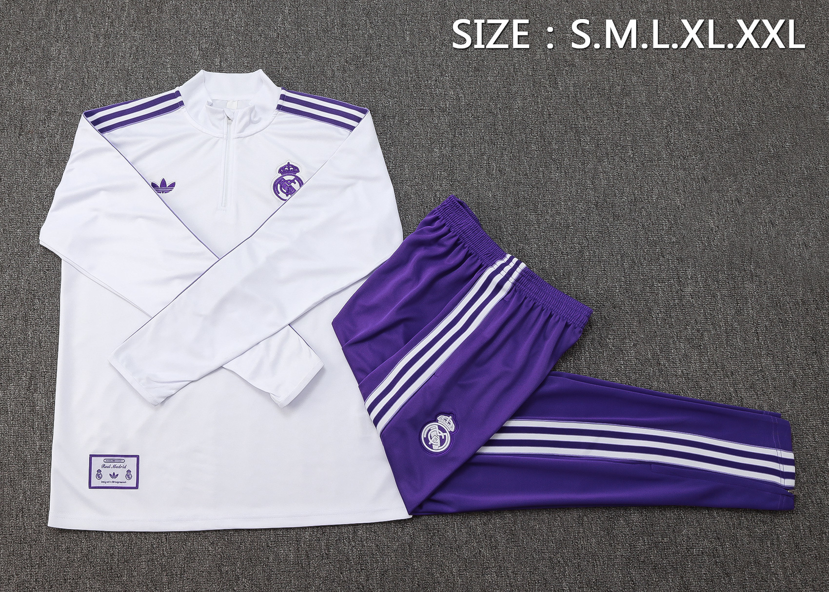 2025-2026 Real Madrid Retro White Half-Pull Training Suit Football Shirt 1:1 Thai Quality Set 02