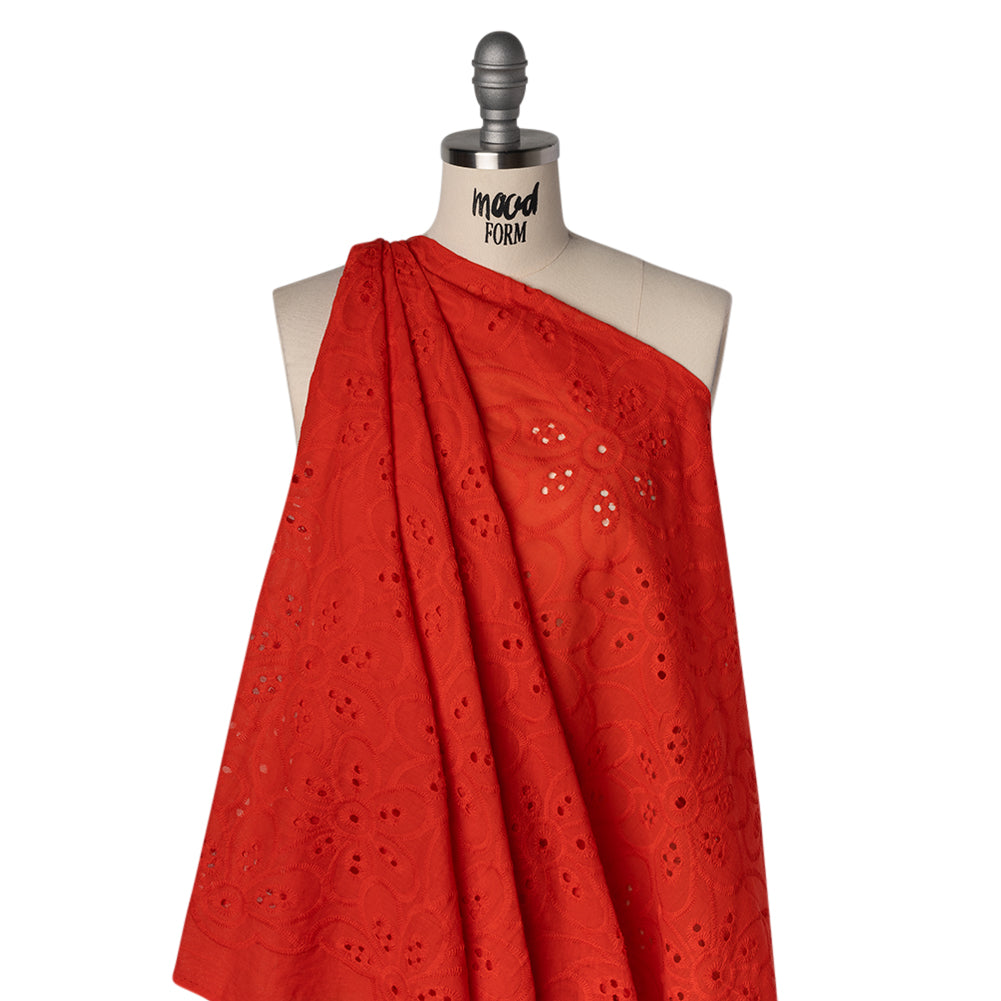 Embroidered Eyelet Cotton Voile - Red Big Flowers - Naomi Collection - Joann Fabrics