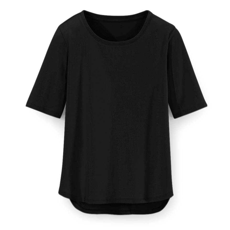 Classic Curved Hem Tee, Elbow-Length Sleeves, Cotton Knit - Northstyle Catalog