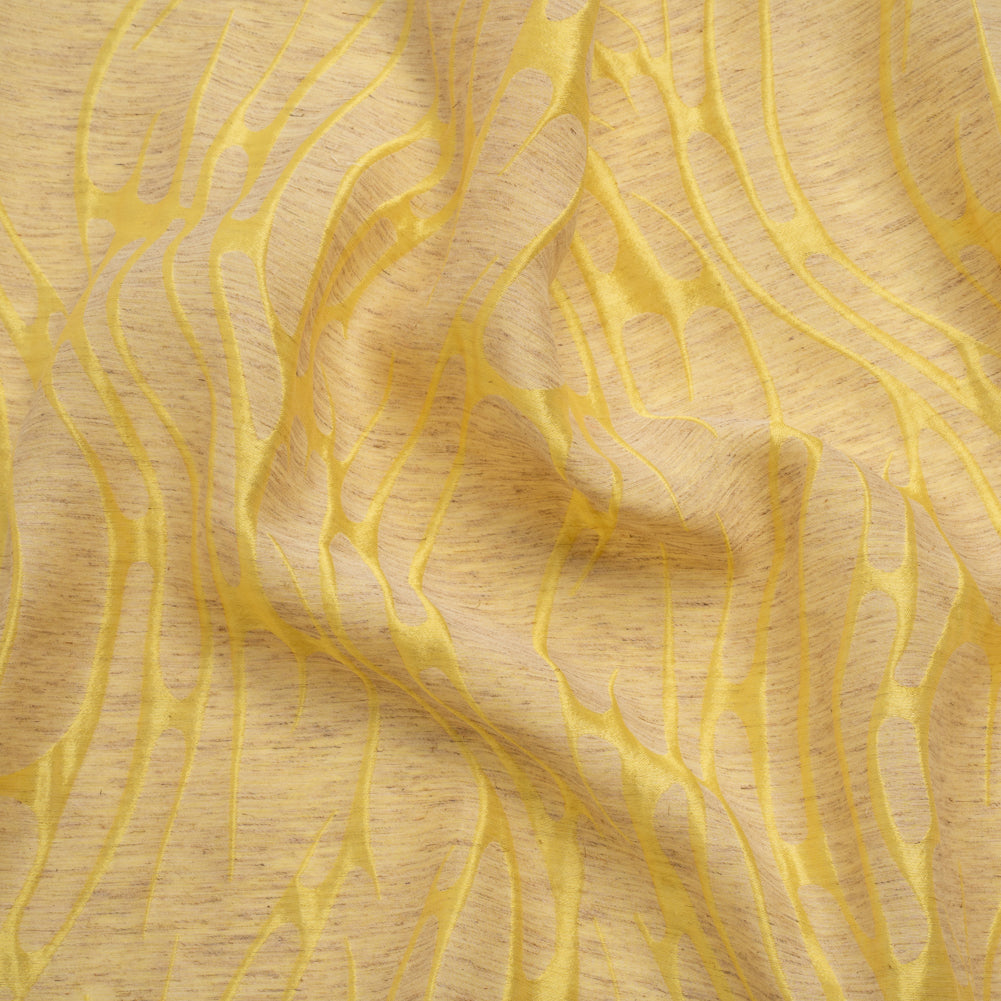Luminous Yellow and Heathered Beige Ripples Lightweight Polyester and Linen Brocade - Joann Fabrics