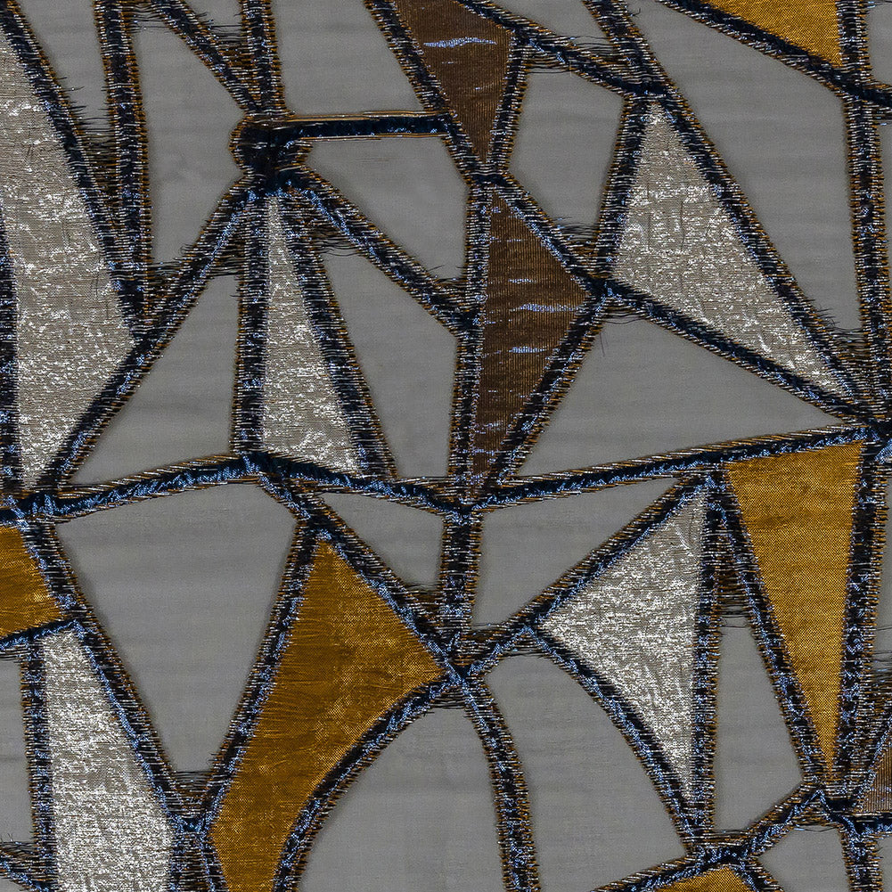 Metallic Gold, Neon Navy and Ice Flow Geometric Burnout Luxury Brocade - Joann Fabrics