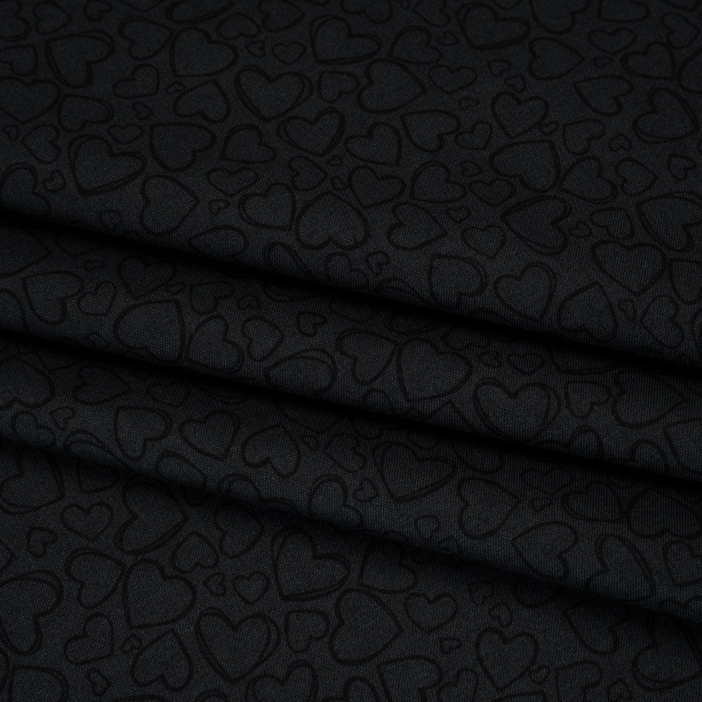 Printed Quilting Cotton by Patrick Lose for Northcott - Black on Black Doodle Hearts - Basically Black & White Collection - Joann Fabrics