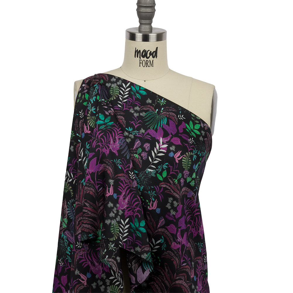 Polyester Twill Print - Black Floral - Mood Exclusive Fairy Forest - Joann Fabrics