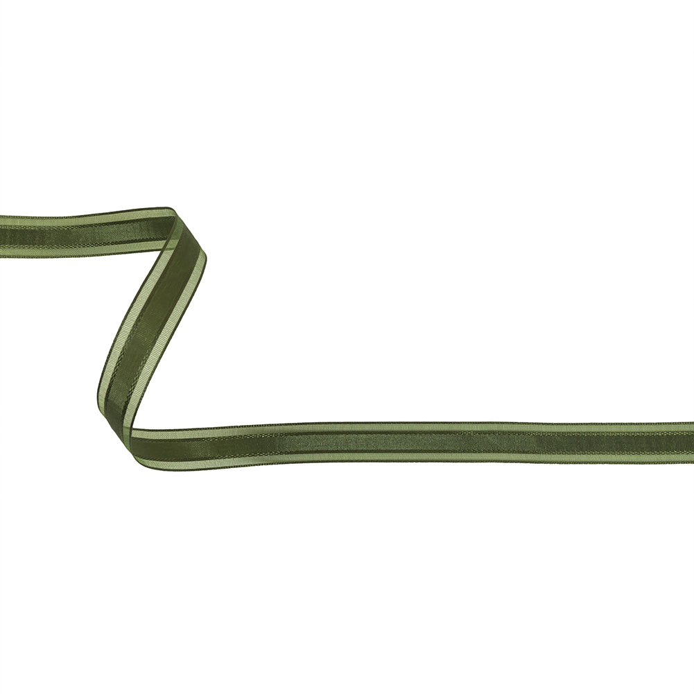 Cypress Woven Ribbon with Sheer Organza Borders - 0.5