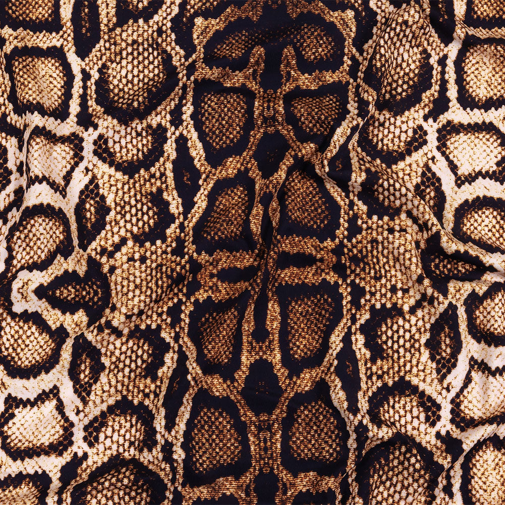 Compression Swimwear Tricot, UV Protective with Aloe Vera Microcapsules - Brown Python Skin - Caye Collection - Joann Fabrics