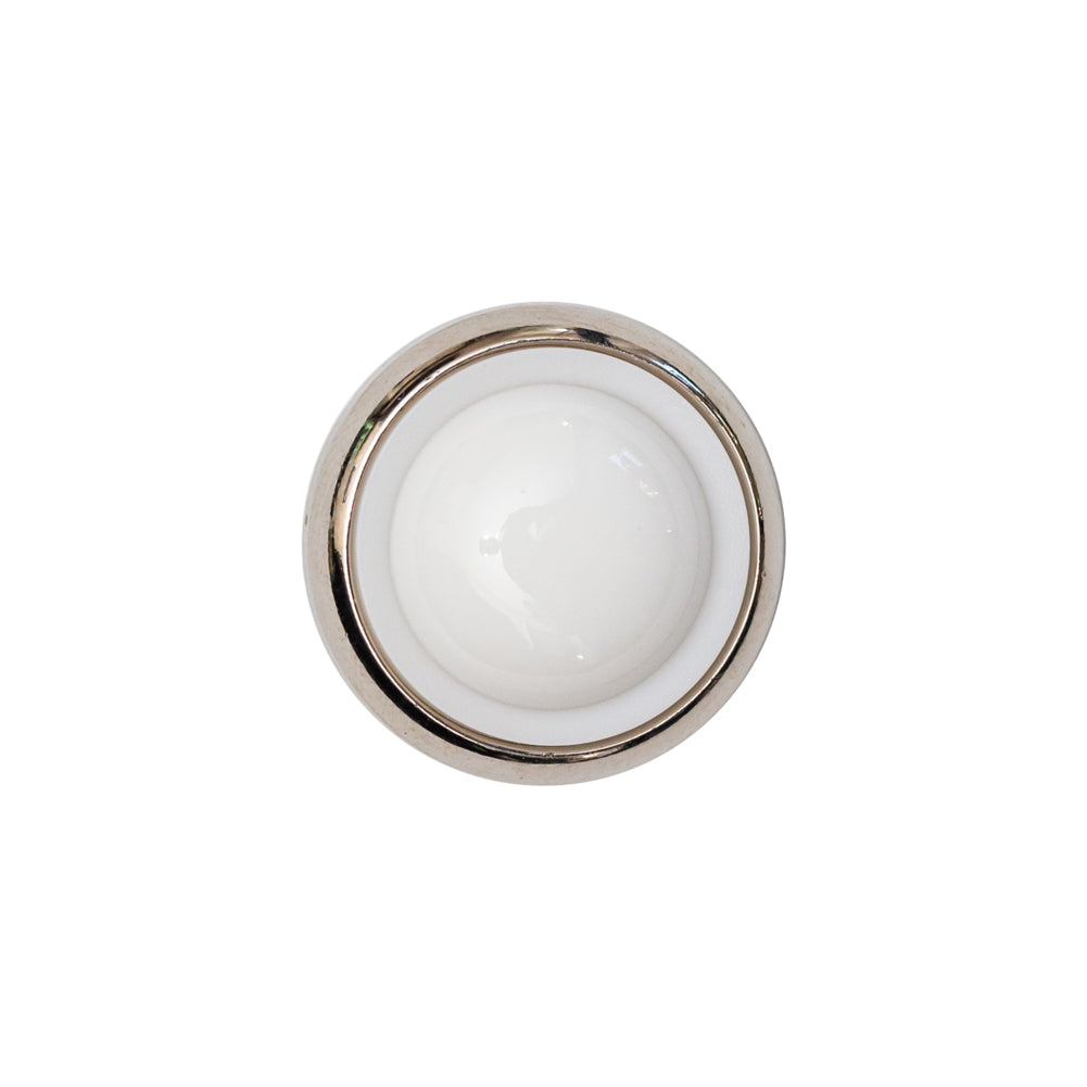 Italian White and Silver Round 2-Piece Shank Back Button - 30L/19mm - Joann Fabrics