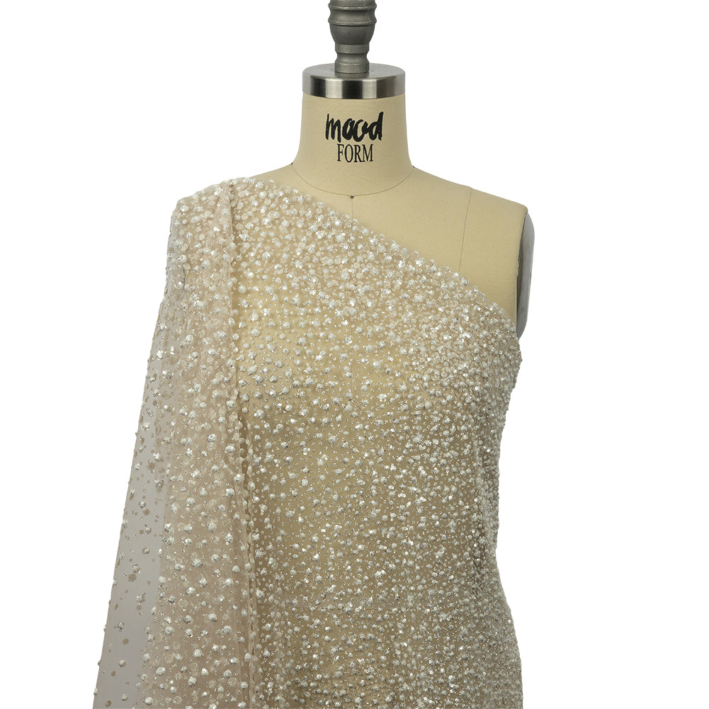 3D Glitter Tulle - Champagne and White Puffy Spots Gradient - Joann Fabrics