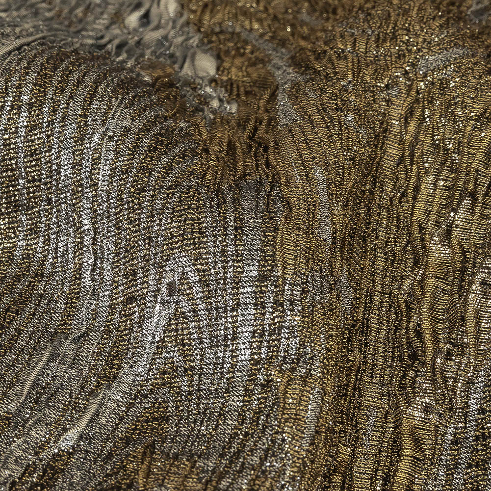 Metallic Silver and Gold Wood Grain Luxury Plisse Brocade - Joann Fabrics