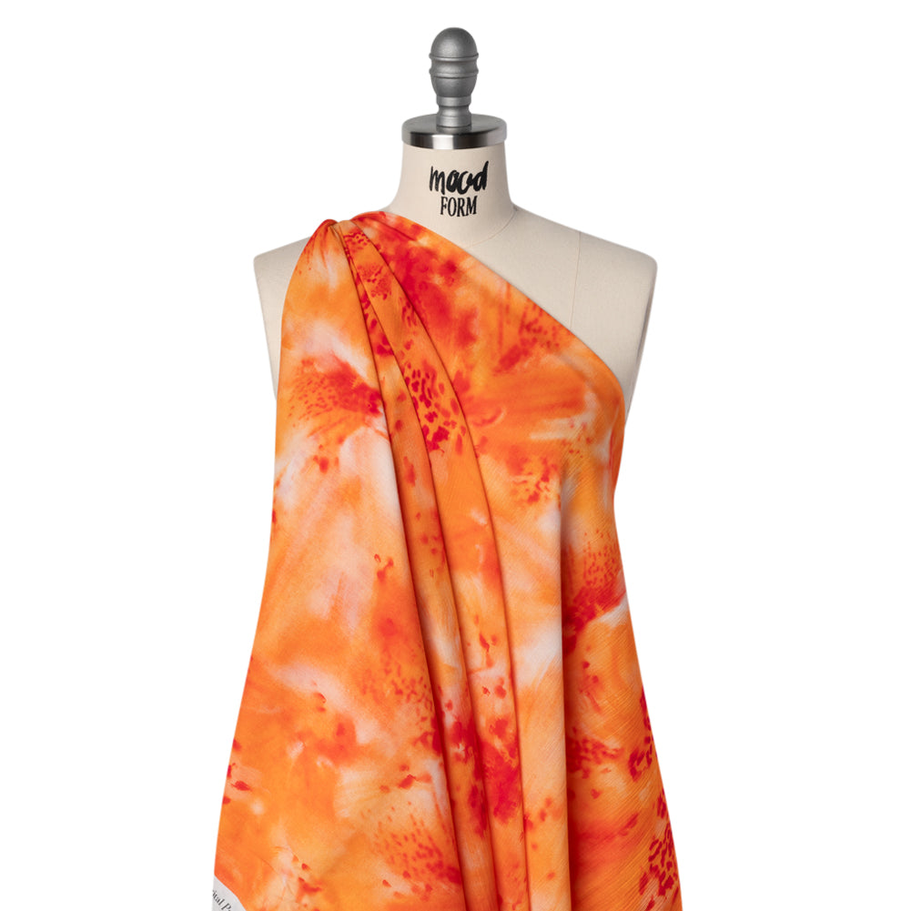 Crinkled Cotton Gauzy Woven - Bright Orange and Red Splashes and Spots - Mood Exclusive Solar Flare Print - Joann Fabrics