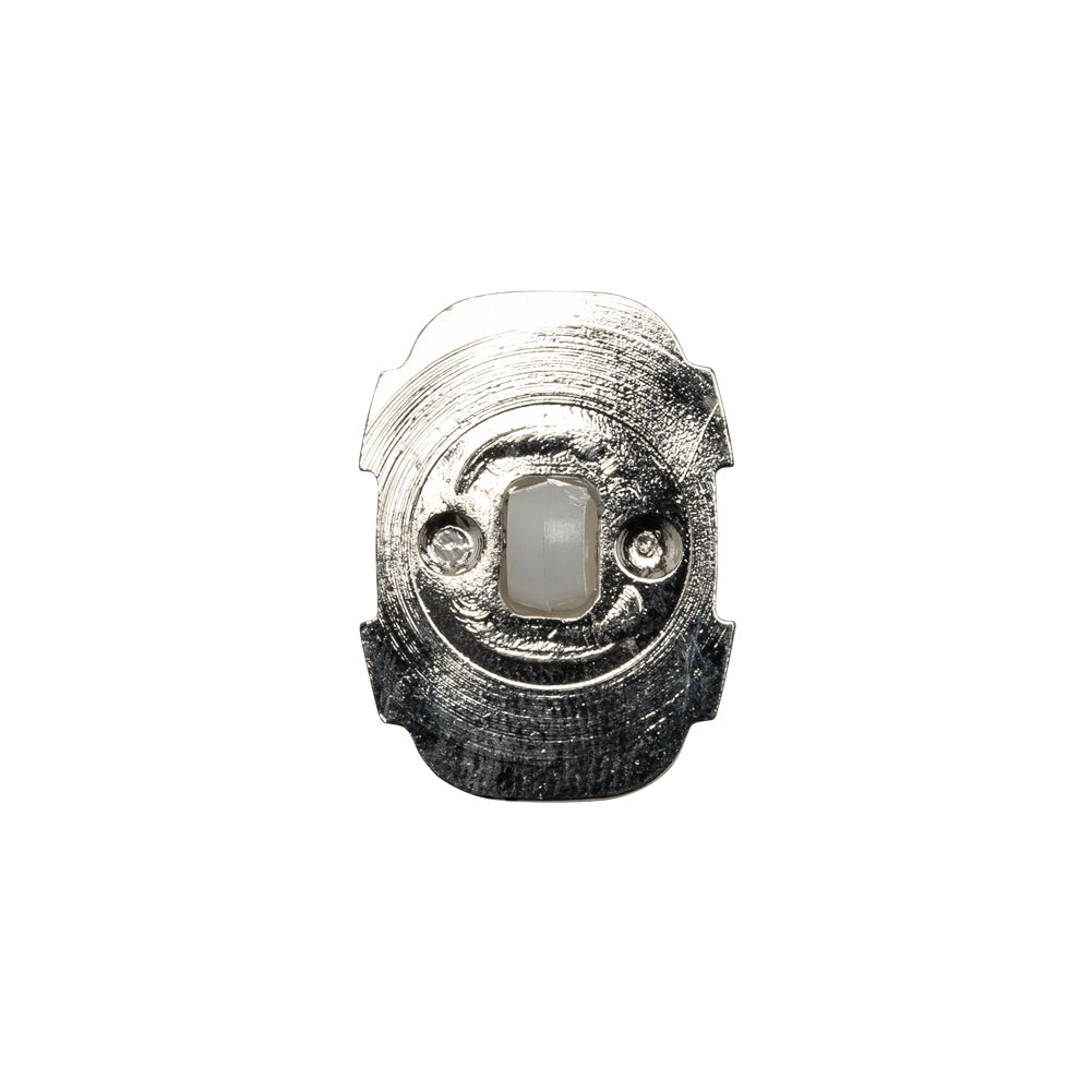 Plastic Shank Back Button - Semi-Translucent White and Metallic Silver Faceted Rounded Rectangle - 32L/20mm - Joann Fabrics